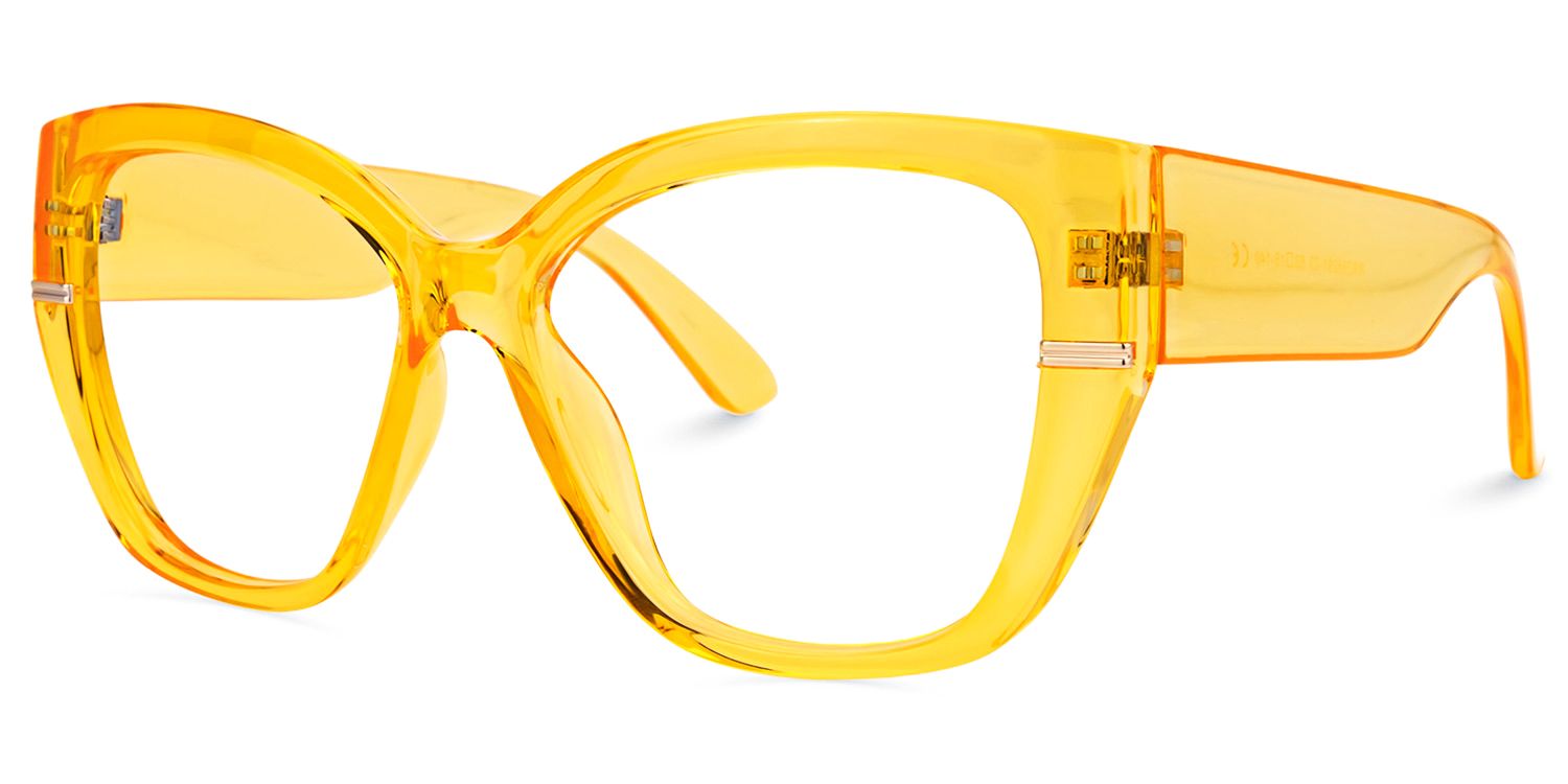 Gustavo - Cat Eye Yellow Eyeglasses | Vooglam Front View
