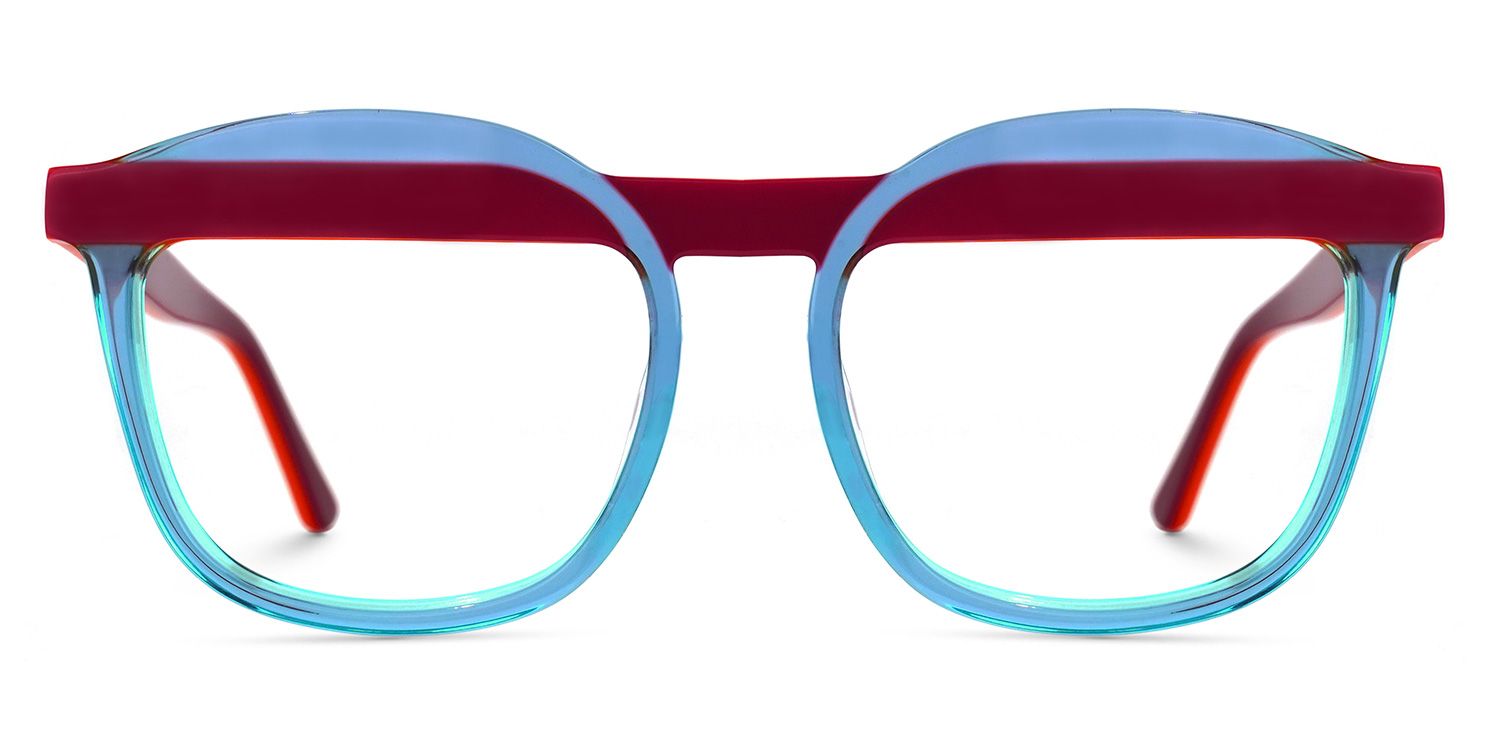 Geometric Red Eyeglasses | Vooglam.com Angle View