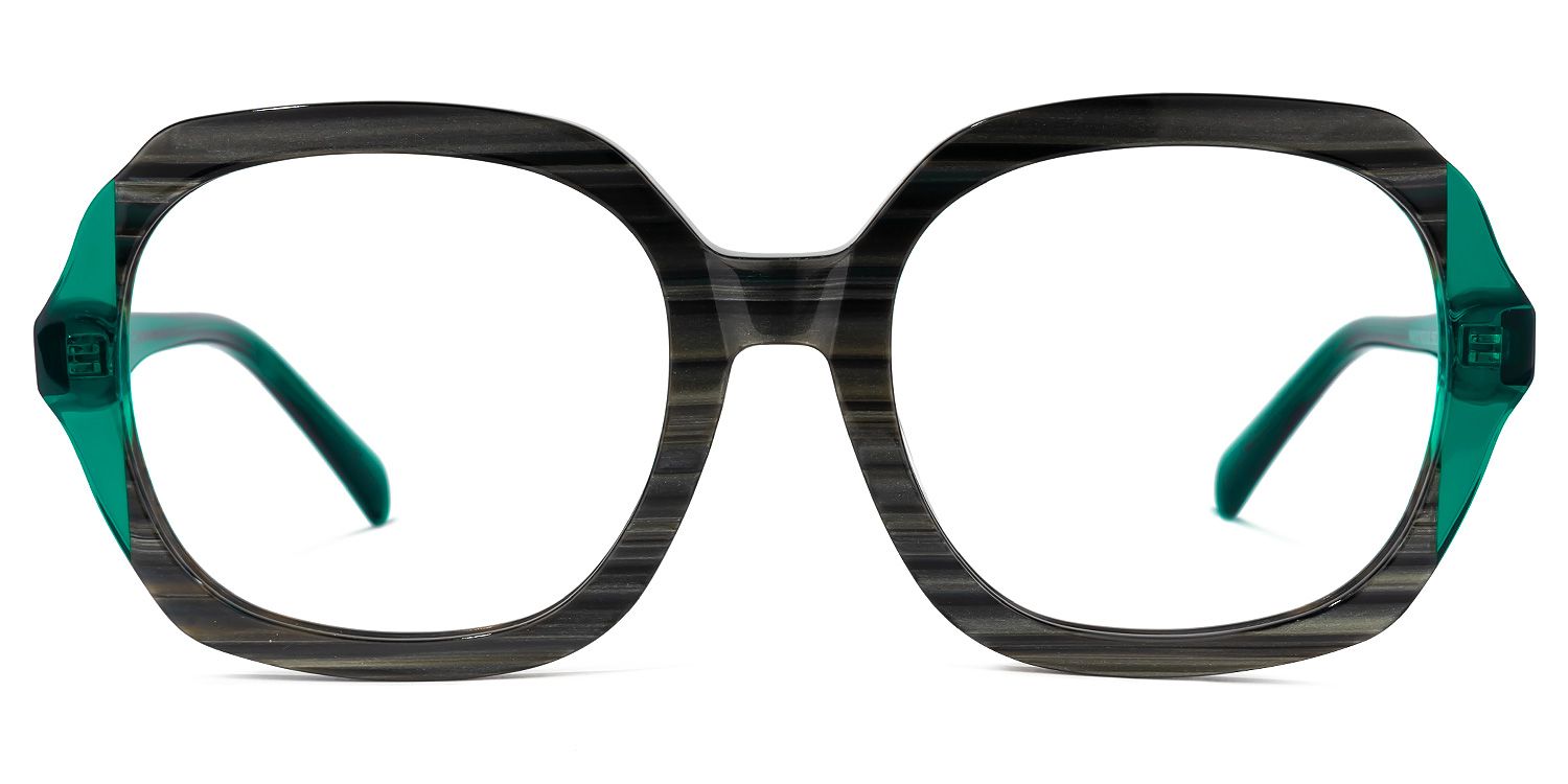 Square Dark/Green Eyeglasses | Vooglam.com Angle View