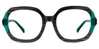 Square Dark/Green Eyeglasses | Vooglam.com Angle View