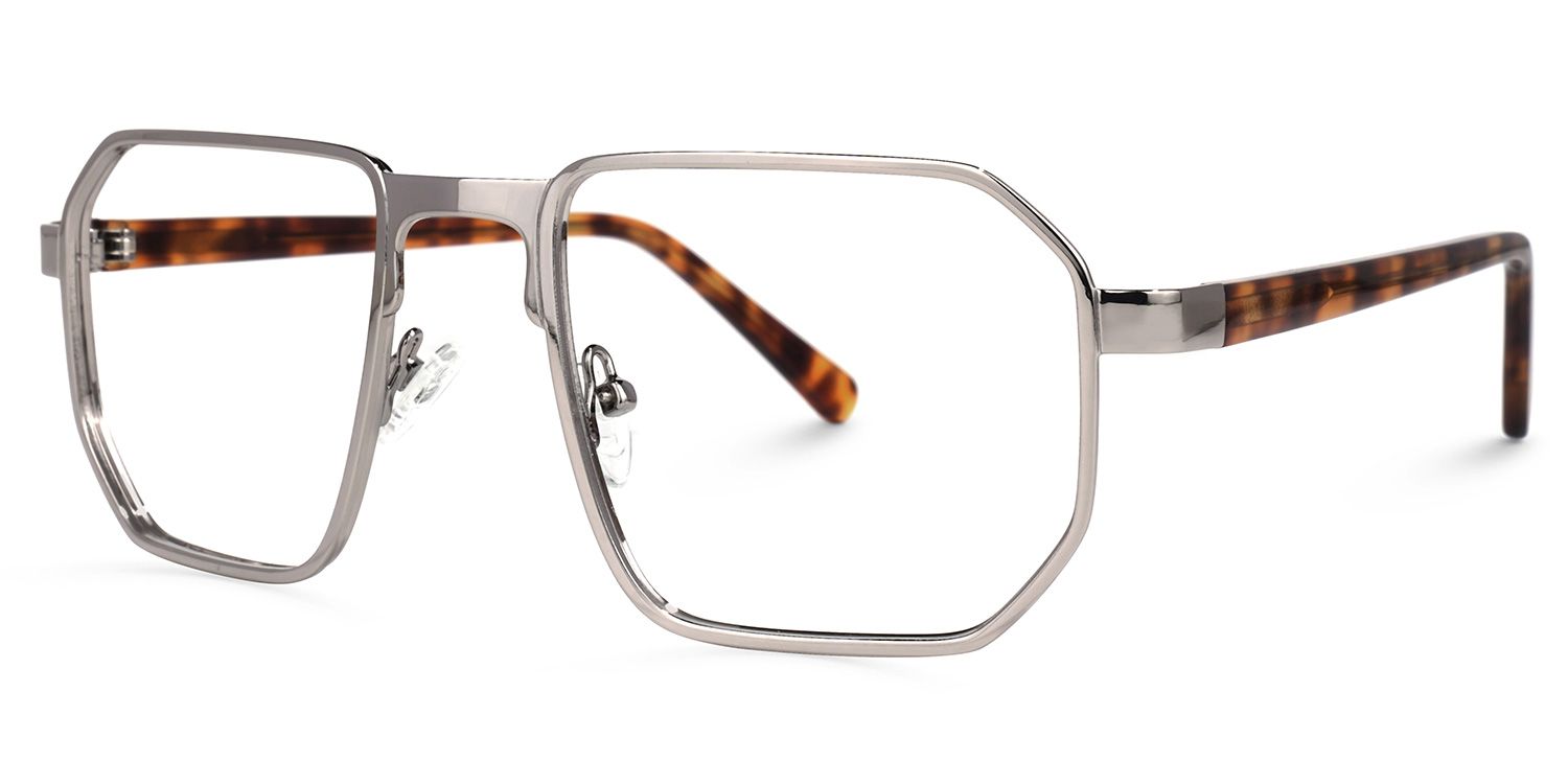 Square Grey Eyeglasses | Vooglam.com Front View