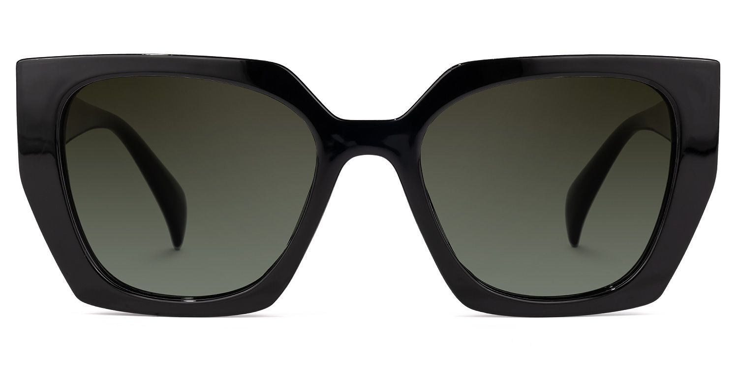 Square Black Sunglasses | Vooglam.com Angle View
