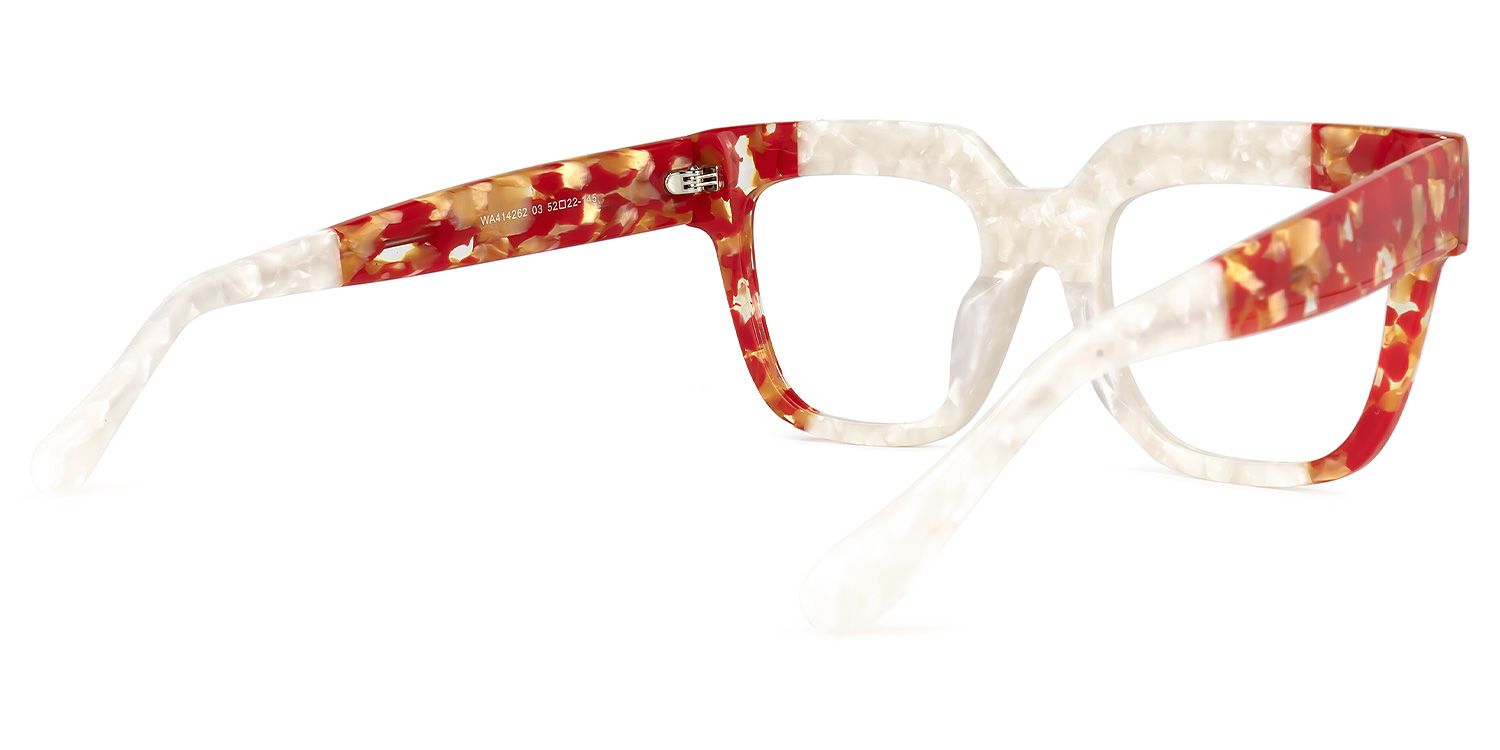 Yolanda - Square Red Eyeglasses by Vooglam - Side View
