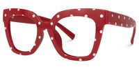 Naila - Square Red Eyeglasses │Vooglam Front View