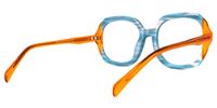 Square Blue/Orange Eyeglasses | Vooglam.com Side View