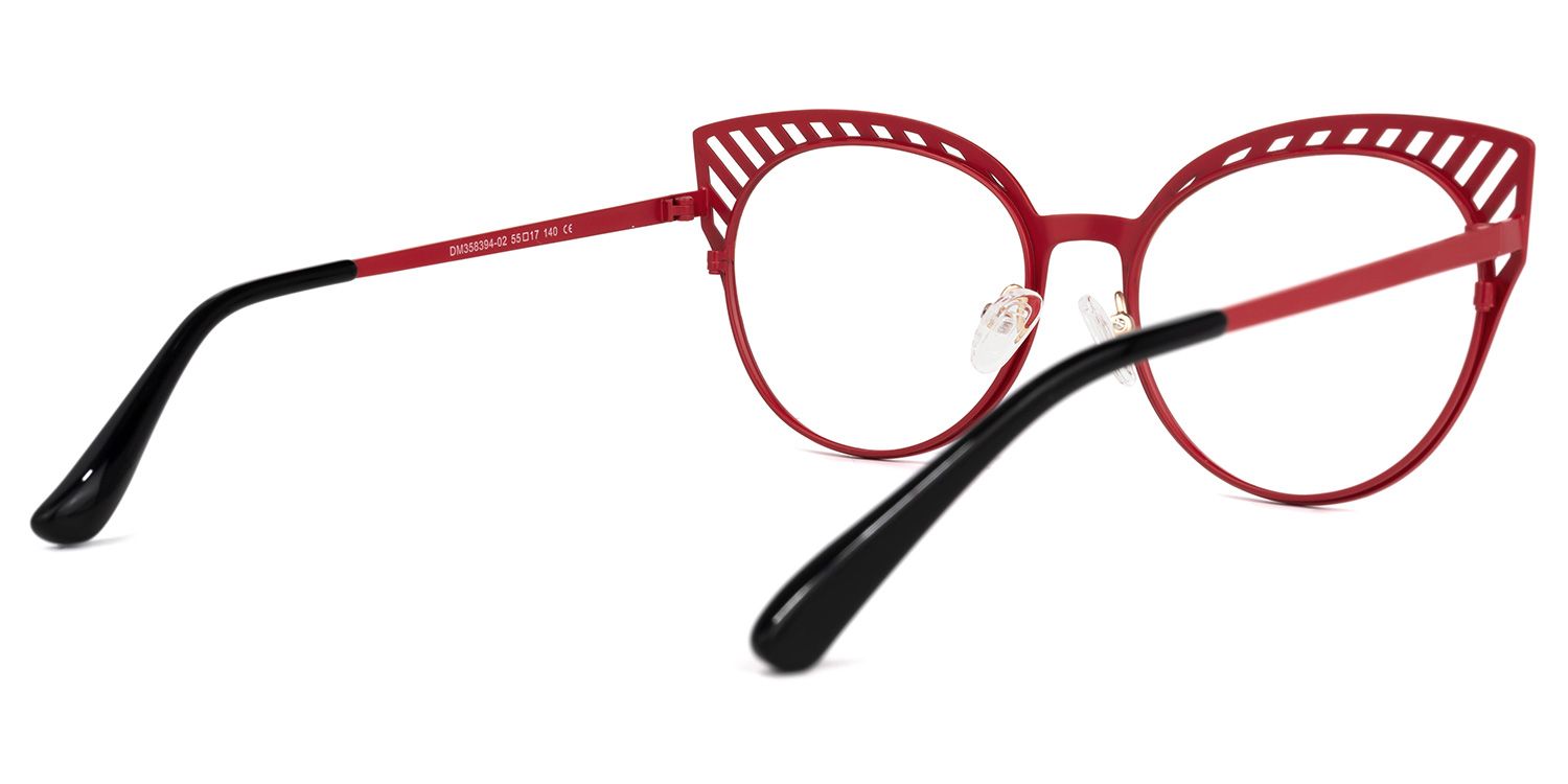 Botello - Cat Eye Red Eyeglasses by Vooglam - Side View