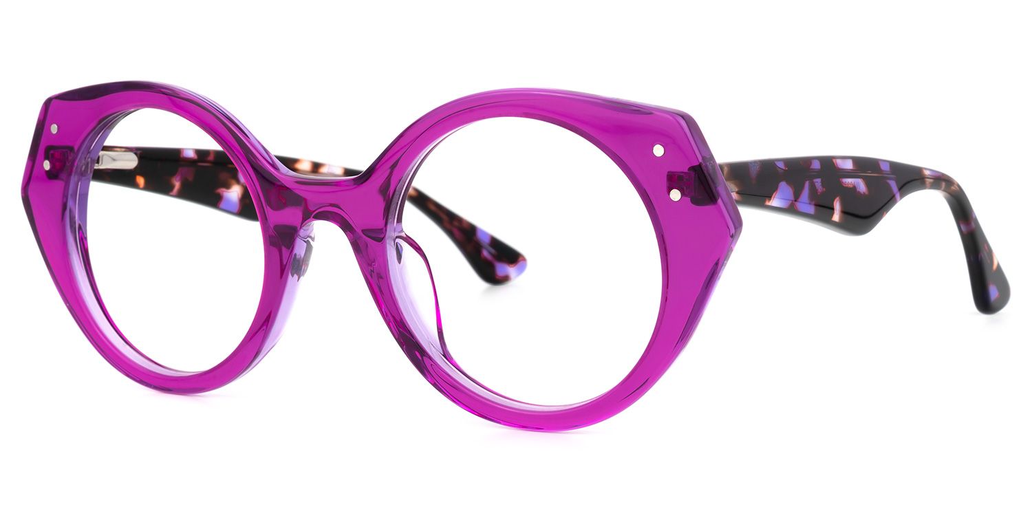 Geometric Purple Eyeglasses | Vooglam.com Front View