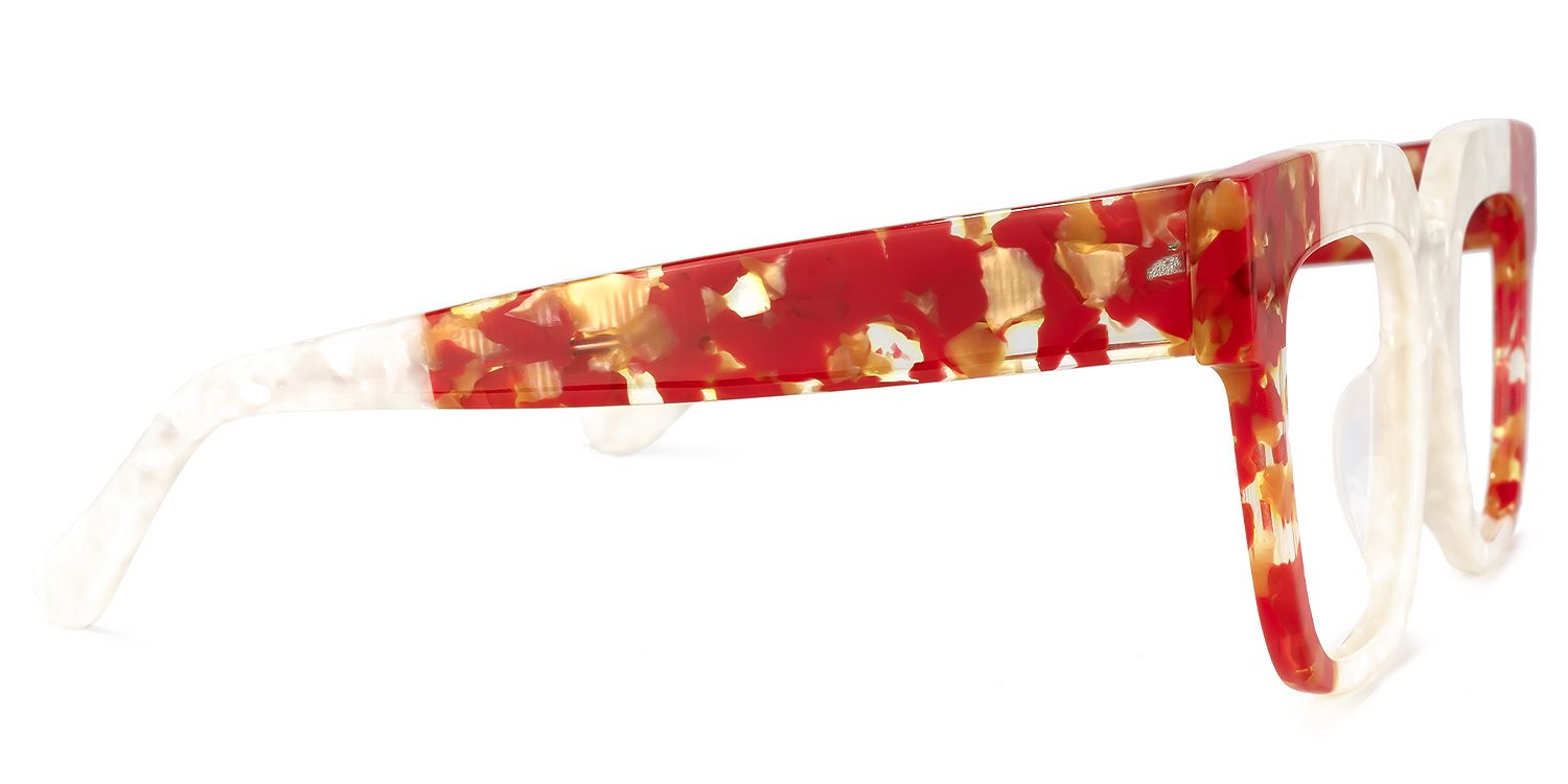 Yolanda - Square Red Eyeglasses by Vooglam - Product View 4