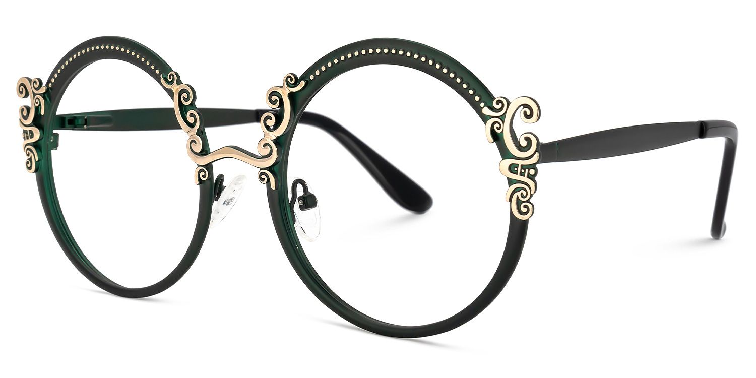 Norene Vintage Round Glasses with Elegant Filigree Design Front View