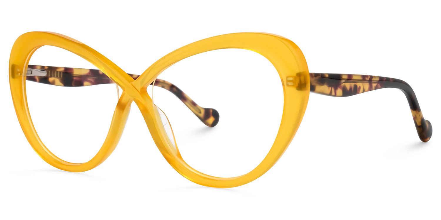 Belynda - Butterfly Yellow Eyeglasses | Vooglam Front View