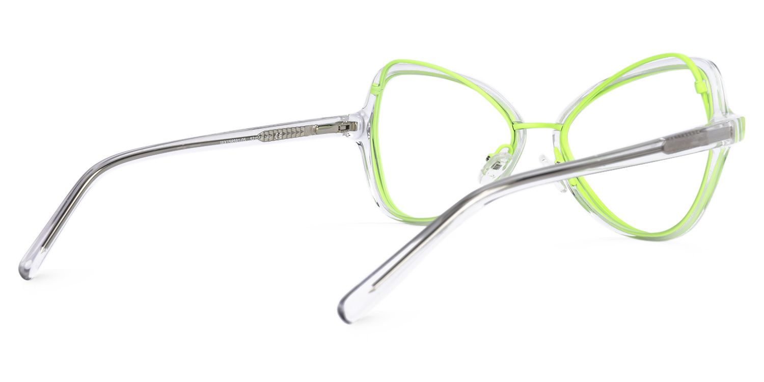 Geometric Green Eyeglasses | Vooglam.com Side View