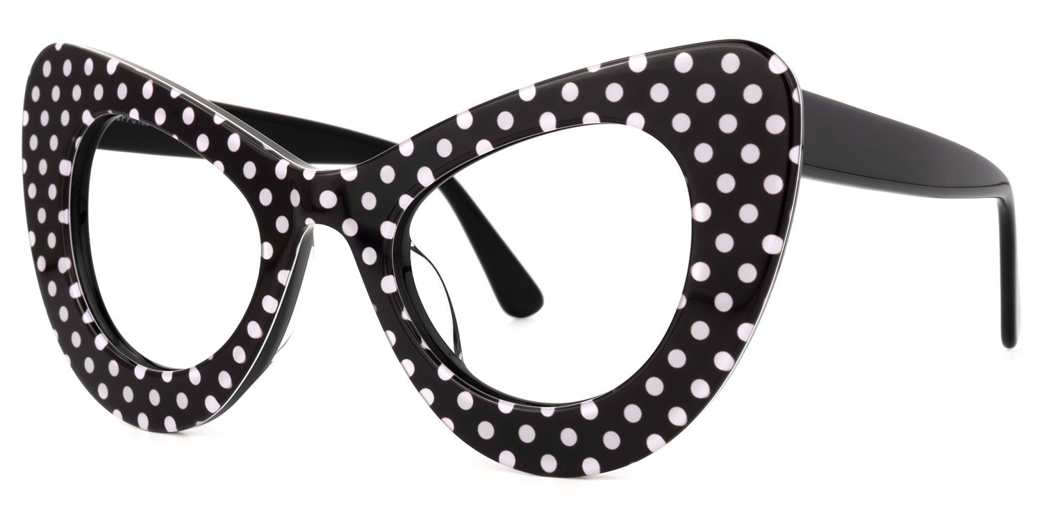 April - Cat Eye Black/White Eyeglasses | Vooglam Front View
