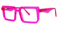 Cassiel - Bold Neon Pink Rectangular Frame Glasses | Vooglam Front View