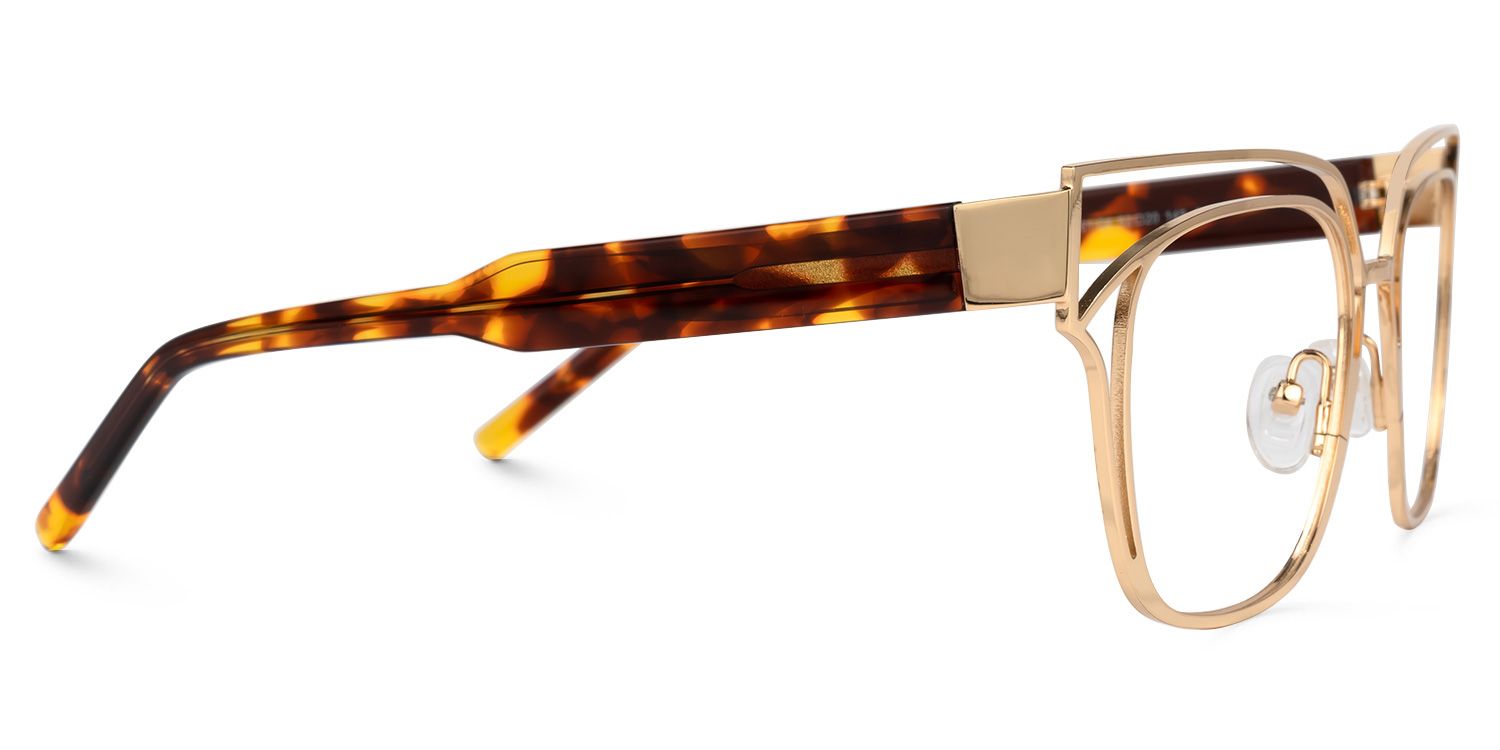 Kadie - Rectangle Gold Eyeglasses | Vooglam 4