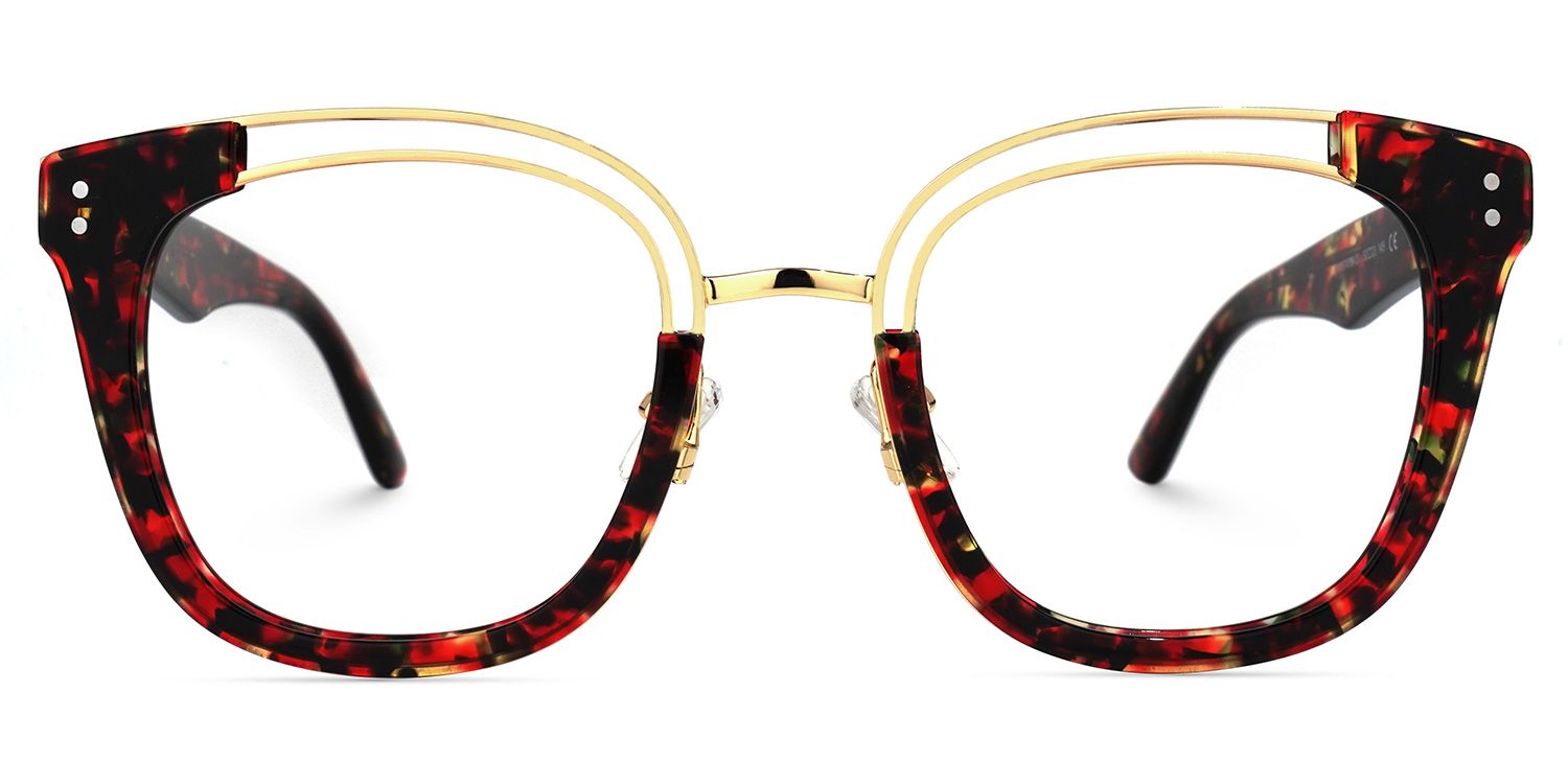 Square Floral Eyeglasses | Vooglam.com Angle View