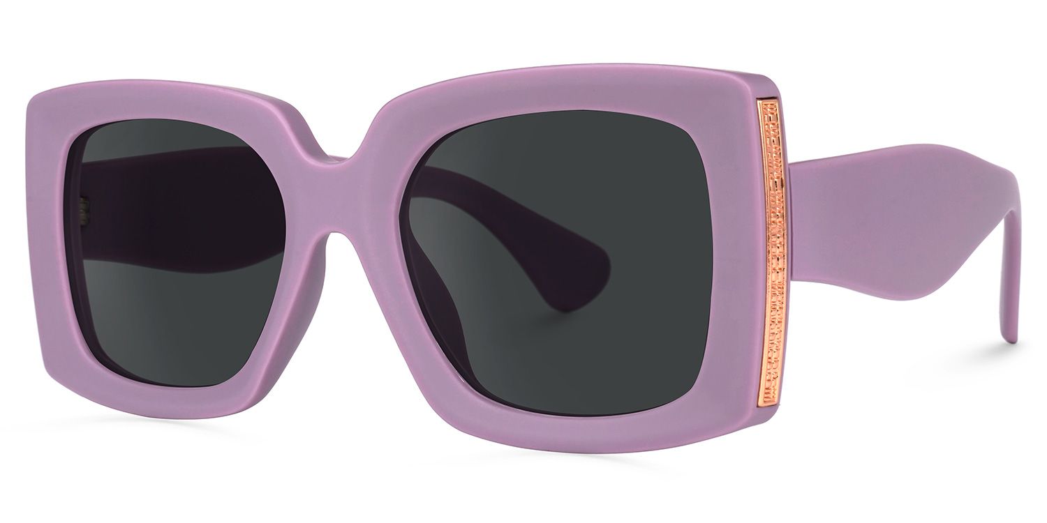 Rectangle Purple Sunglasses | Vooglam.com Front View