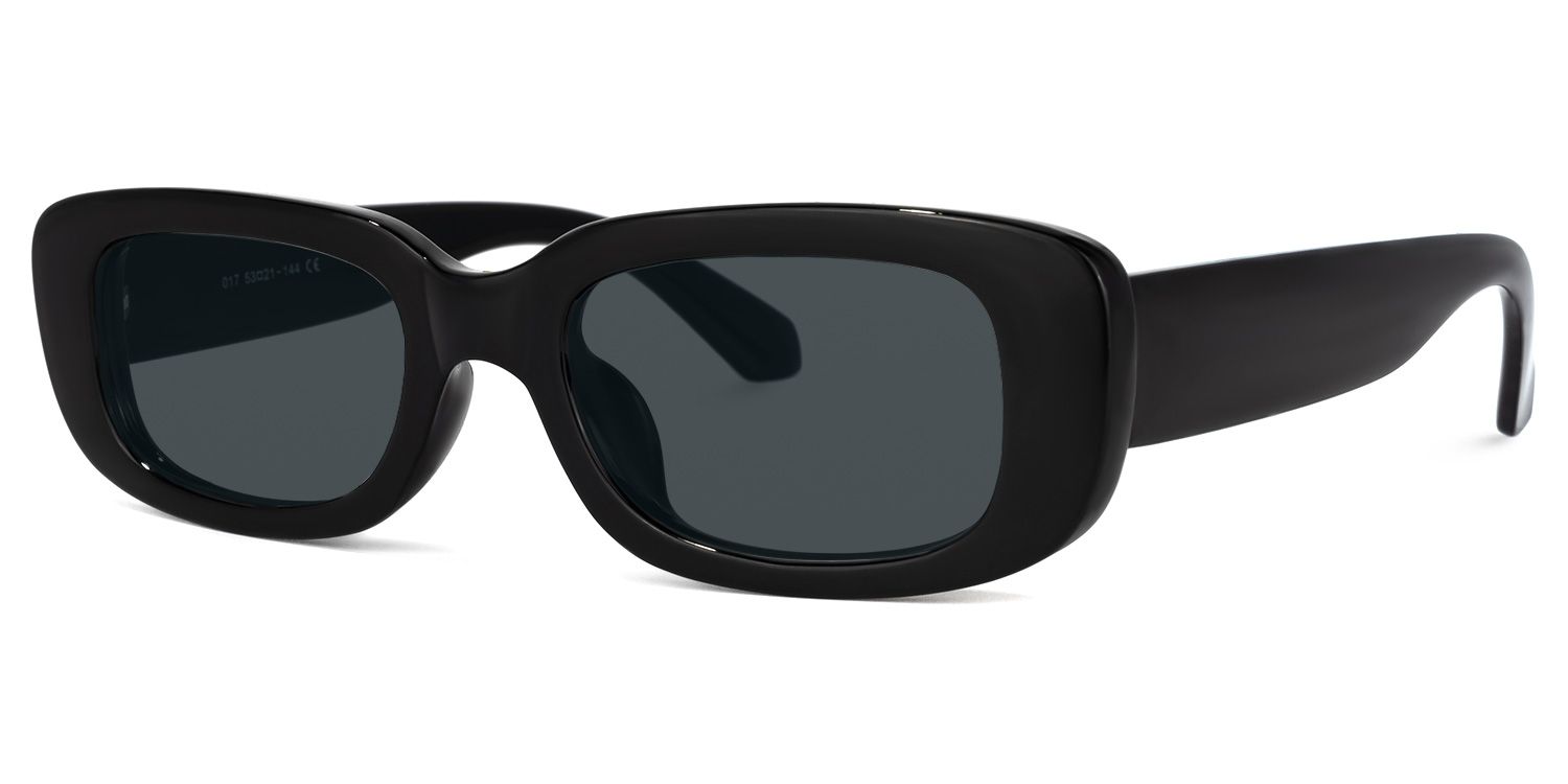 Rectangle Black Sunglasses | Vooglam.com Front View