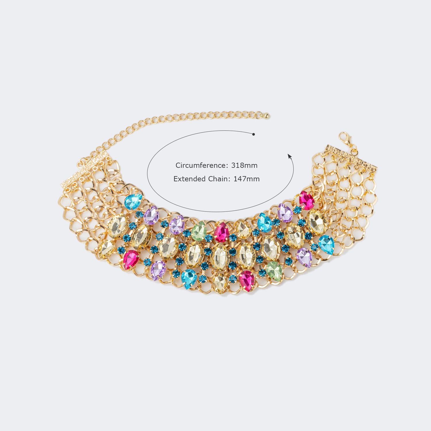 Colorful Love Statement Necklace by Vooglam.com - Side View