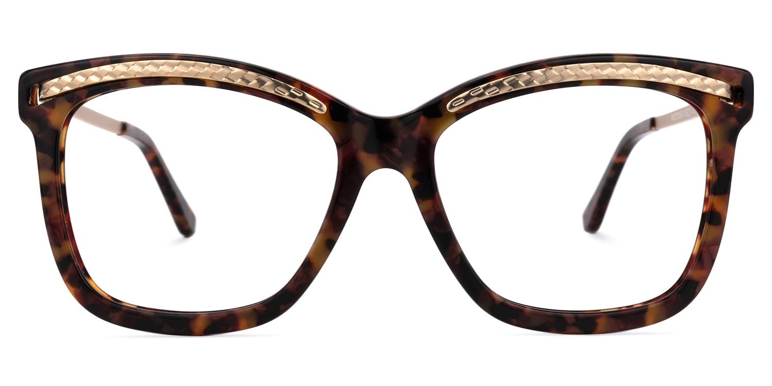 Bianchi - Rectangle Tortoise Eyeglasses | Vooglam