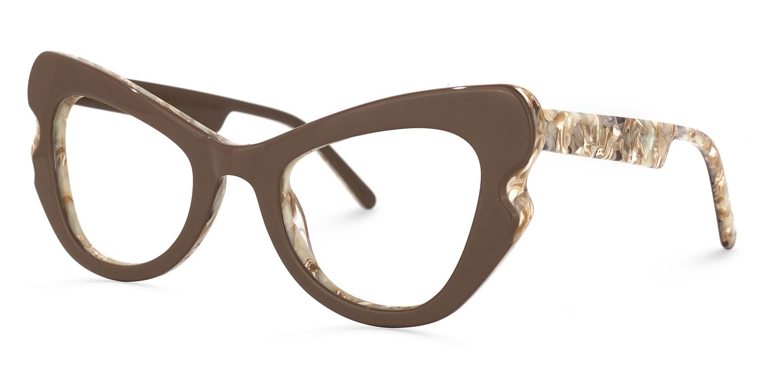Cat Eye Coffee Eyeglasses | Vooglam.com Front View