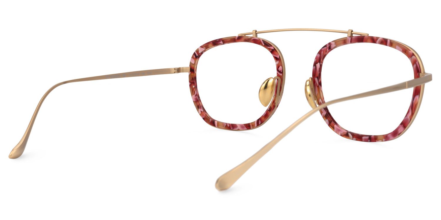 Aviator Red/Floral Eyeglasses | Vooglam.com Side View