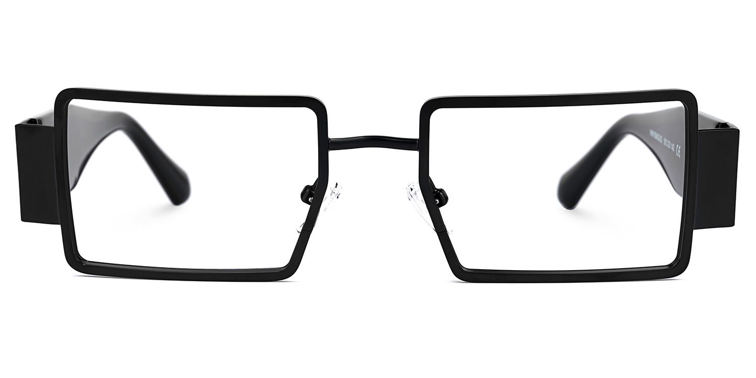 Anitta - Rectangle Black Eyeglasses | Vooglam Angle View