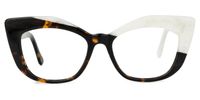 Marian - Geometric White Eyeglasses | Vooglam Angle View