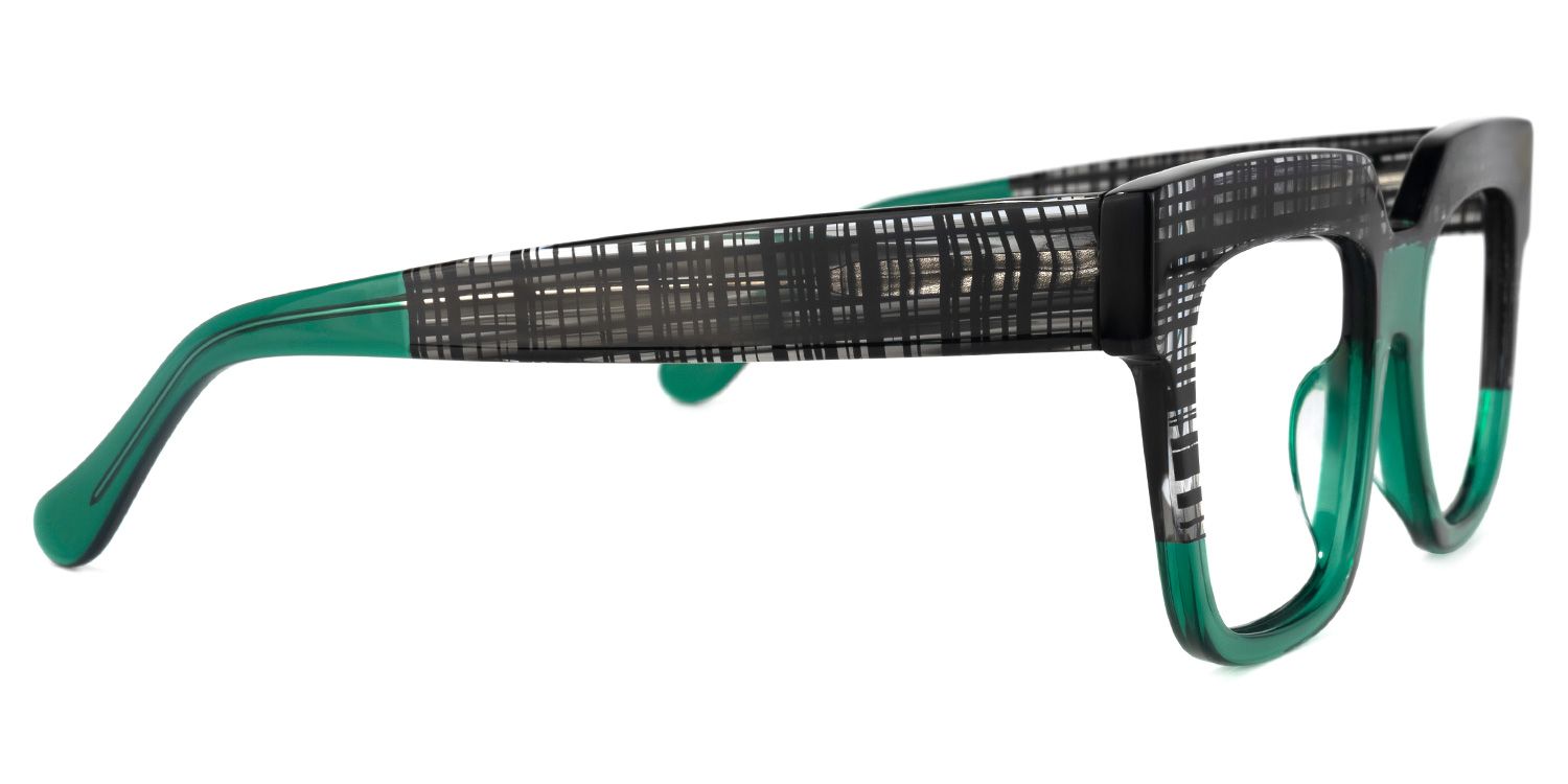 Square Green Eyeglasses by Vooglam.com - Product View 4