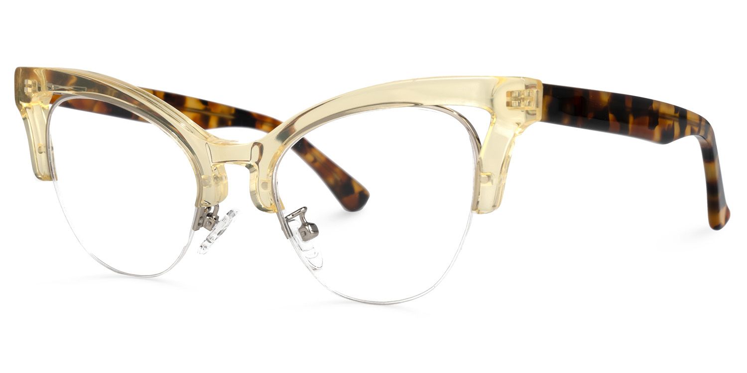 Drayton - Cat Eye Yellow Eyeglasses | Vooglam Front View