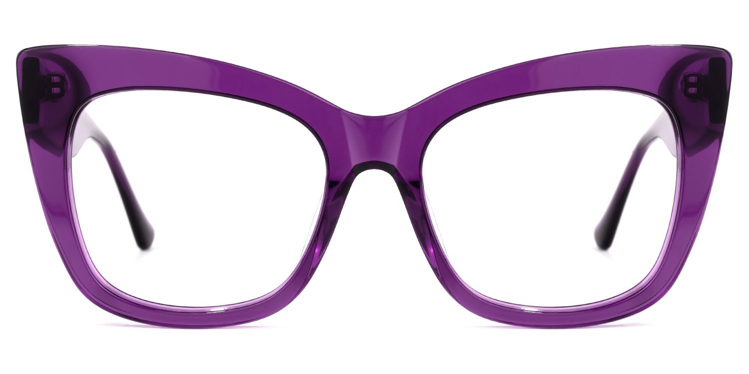 Escobar - Bold Statement Purple Cat-Eye Glasses | Vooglam Angle View