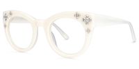 Dembo - Round White Eyeglasses | Vooglam Front View