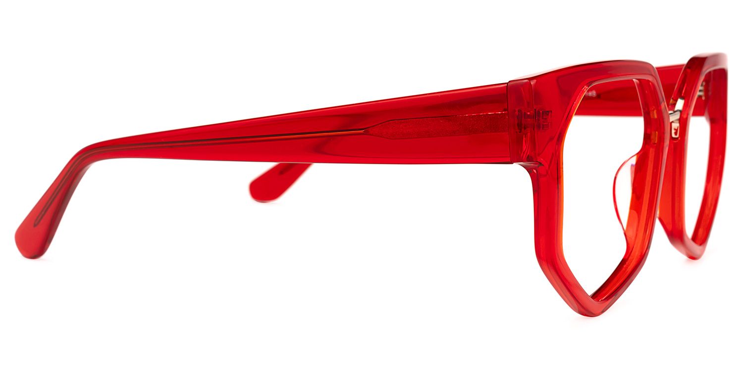 Cornelius - Geometric Red Eyeglasses by Vooglam - Product View 4