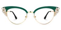 Portia - Browline Green Eyeglasses | Vooglam Angle View