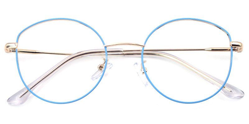 Elizabeth Taylor Blue/Gold Oval Metal Eyeglasses - 1
