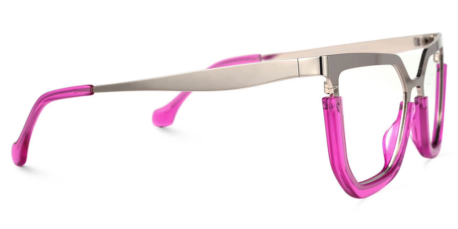 Leeza - Geometric Pink Eyeglasses | Vooglam 4