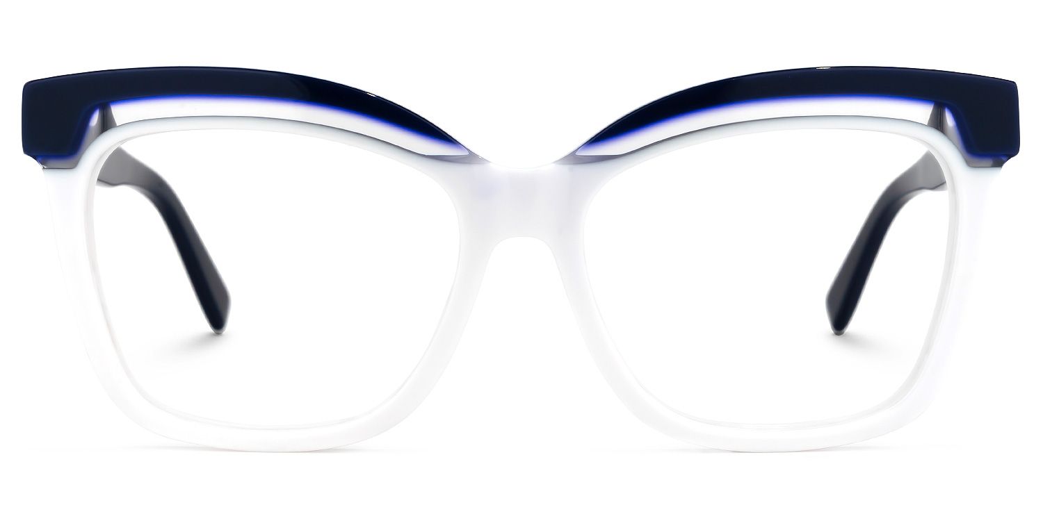Square White Eyeglasses | Vooglam.com Angle View