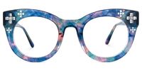Dembo - Round Floral Eyeglasses | Vooglam Angle View