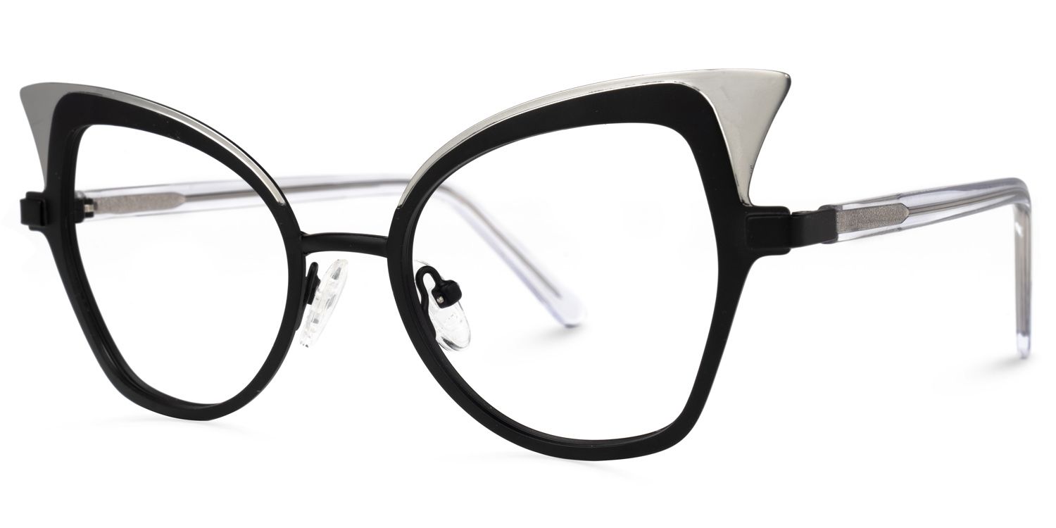 Rainey - Cat Eye Black Eyeglasses | Vooglam Front View