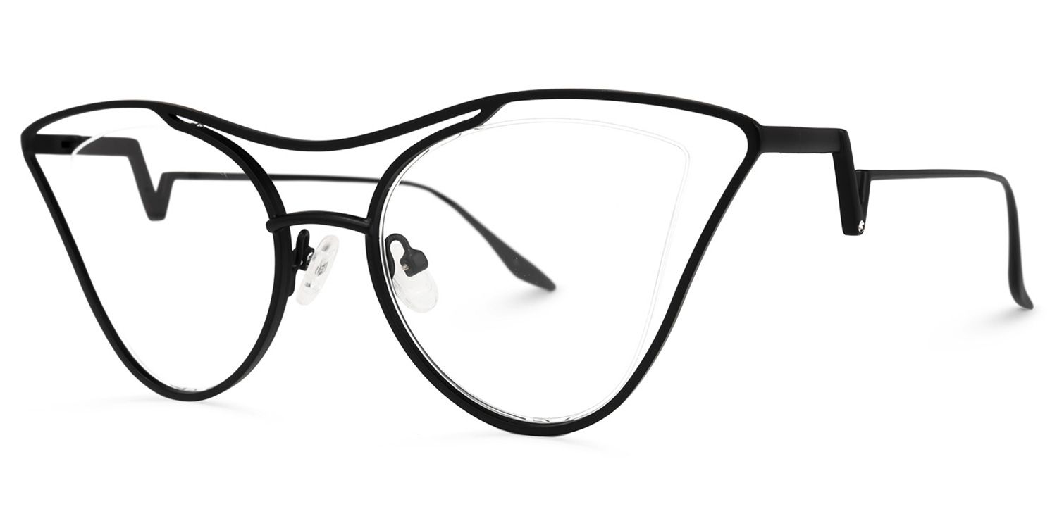 Janis - Aviator Black Eyeglasses | Vooglam Front View