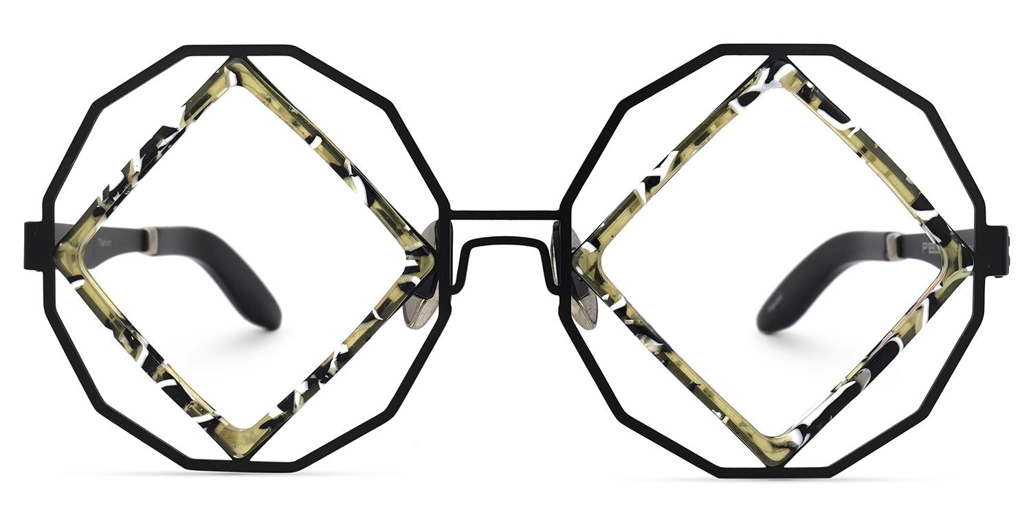 Geometric Floral Eyeglasses | Vooglam.com Angle View