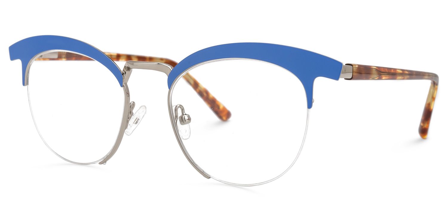 Browline Blue Eyeglasses | Vooglam.com Front View