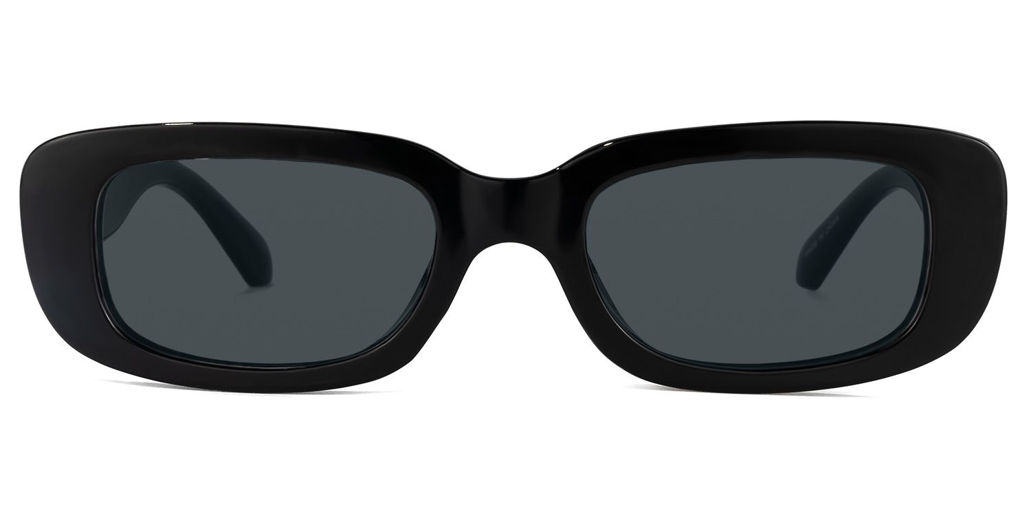 Rectangle Black Sunglasses | Vooglam.com Angle View