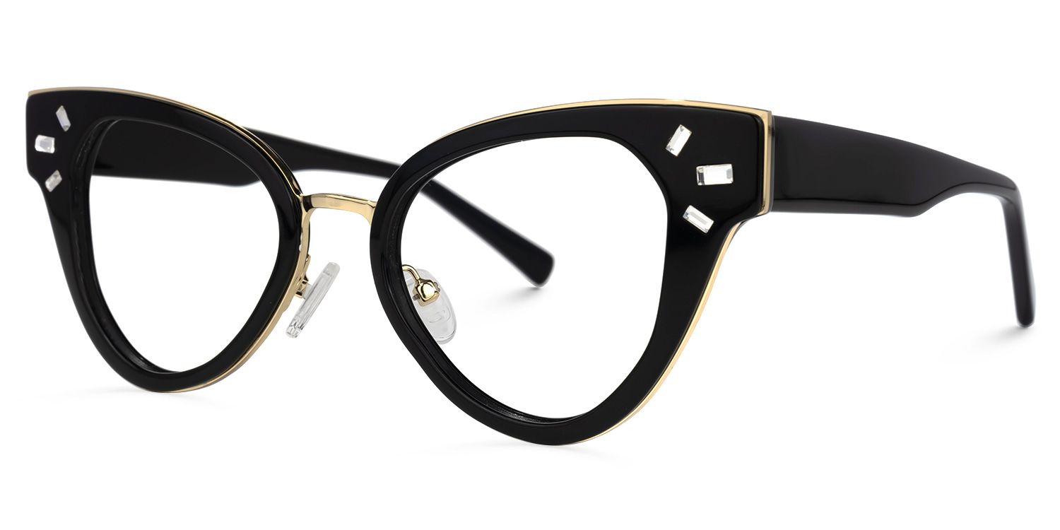 Alicea - Cat Eye Black Eyeglasses | Vooglam Front View