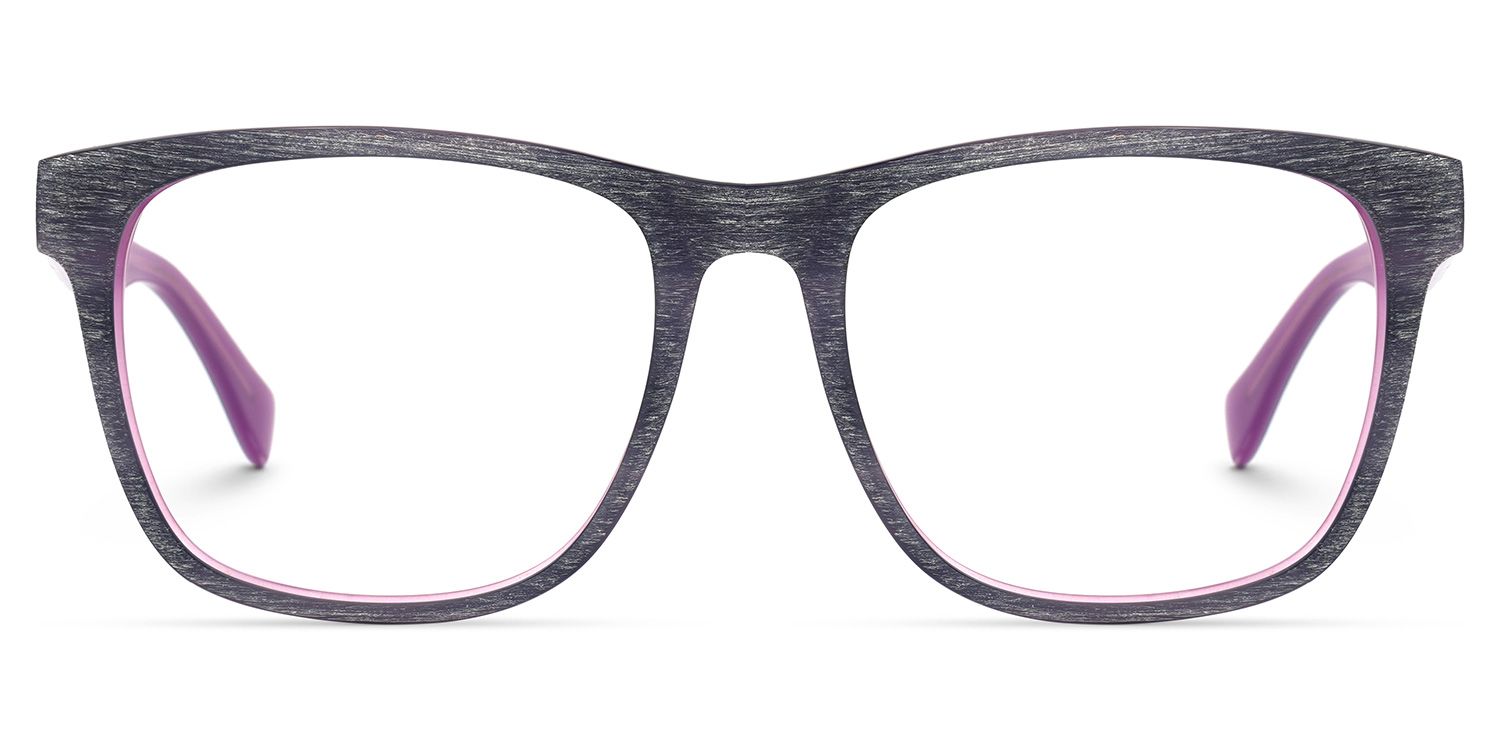 Rectangle Purple Eyeglasses by Vooglam.com - Angle View