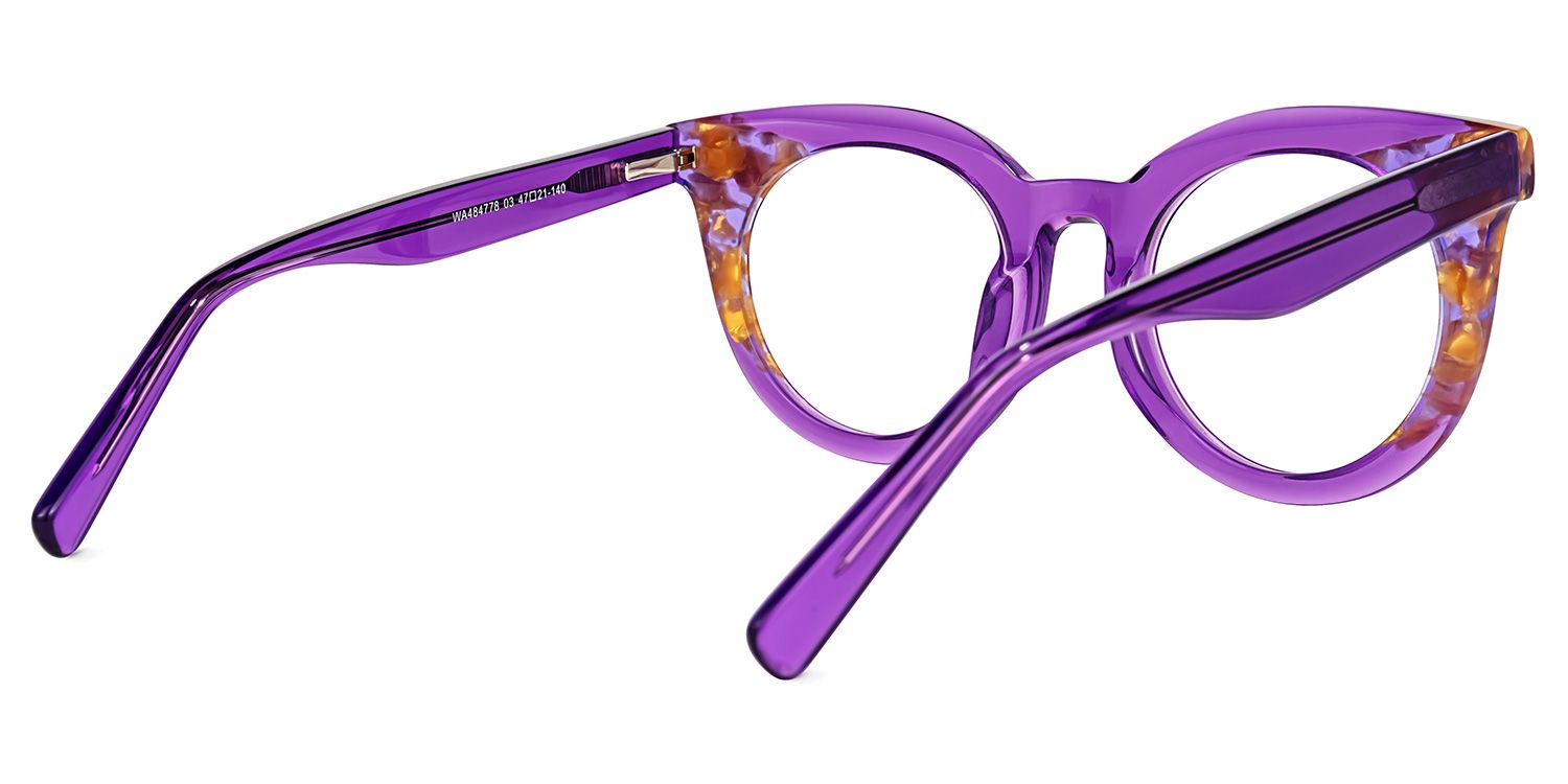 Elmore - Round Purple Eyeglasses by Vooglam - Side View