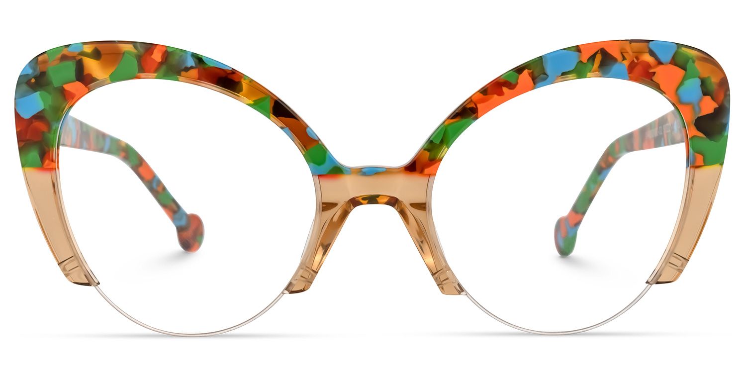 Salas - Cat Eye Floral Eyeglasses by Vooglam - Angle View