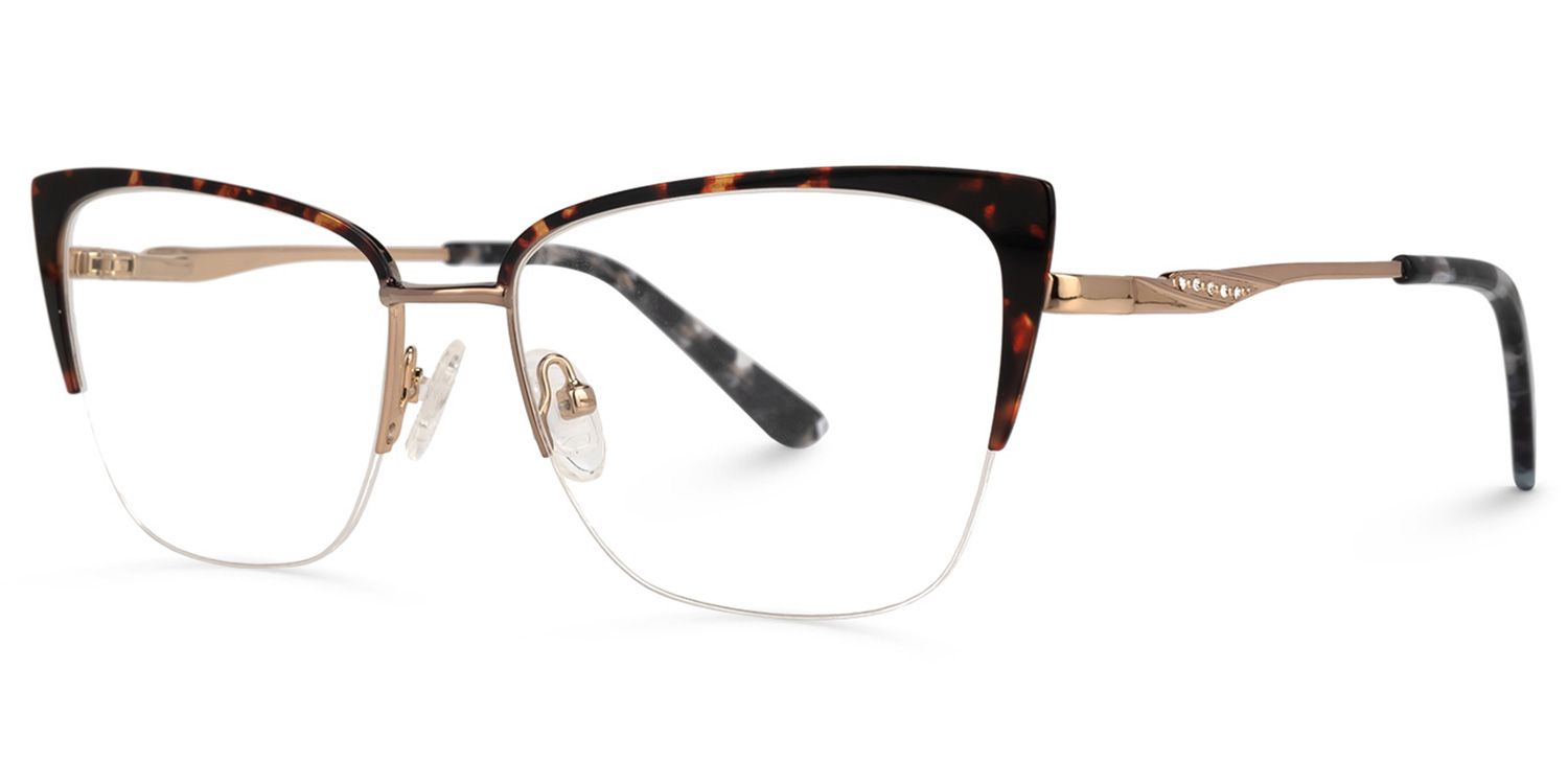 Rectangle Tortoise Eyeglasses | Vooglam.com Front View