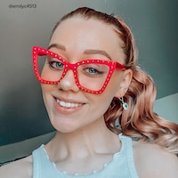 Cyndi - Square Red Eyeglasses - 6
