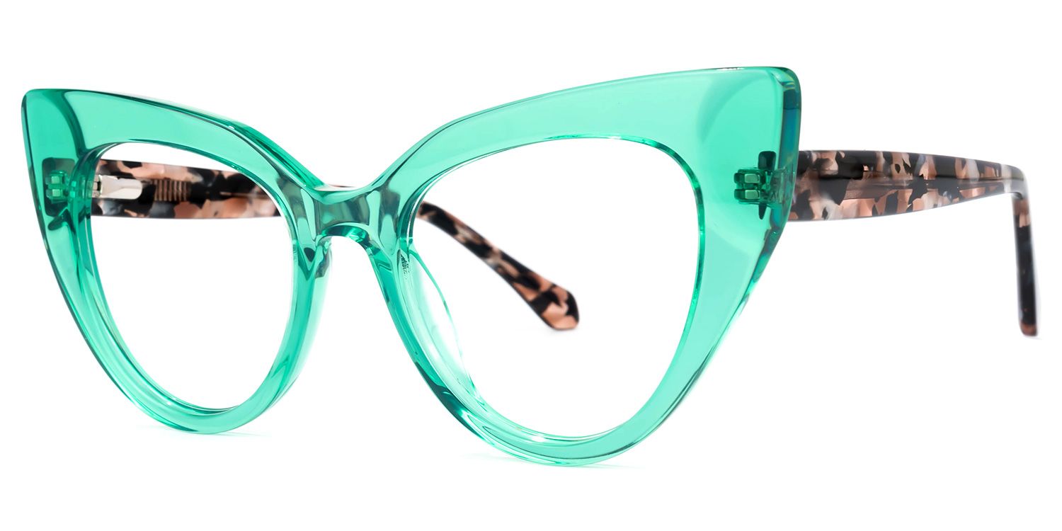 Shawana - Cat Eye Green Eyeglasses | Vooglam Front View