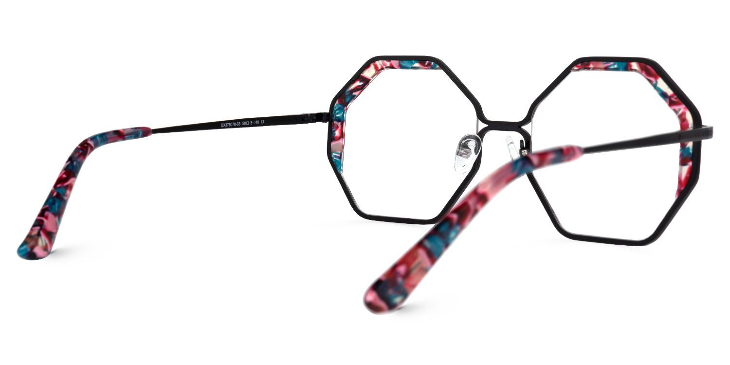 Scotto - Unique Octagon Floral Metal Glasses | Vooglam Side View